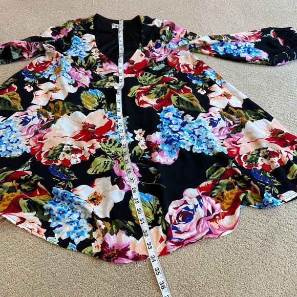 Show Me Your Mumu Dress Portabella Black Floral Mini Swing LS Boho Witchy SMALL - Picture 11 of 14